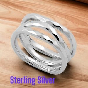 Stunning Hammered Sterling Silver Ring, size 7